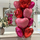 Hot Pink Foil Heart Balloons, 12 Pcs 18 Inch Mylar Heart Shaped Pink