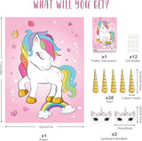 ASTARON Pin The Horn on The Unicorn Birthday Party Game with 30 Horns