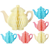 Wettarn 6 Pcs Floral Tea Party Decorations Spring Teapot Honeycomb