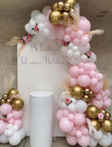 Pink and Gold Balloons Set - 12 Inch Light Pink White Balloons Shiny