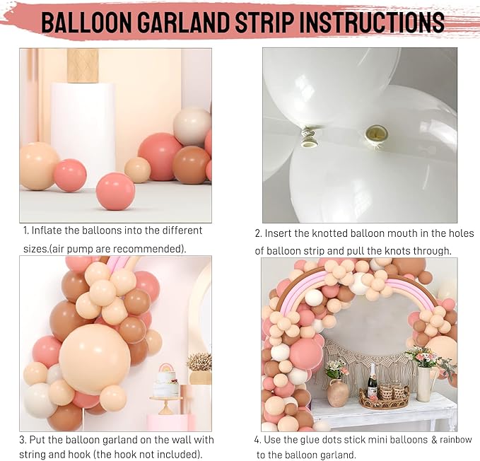Boho Balloon Garland Blush Nude Dusty Pink Brown White Sand Long