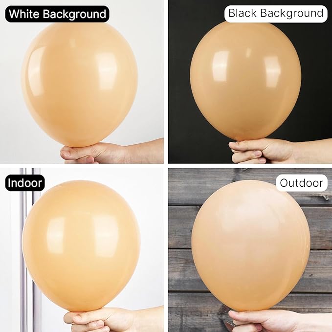 PartyWoo Nude Balloons 50 pcs 12 Inch Beige Apricot Cream Boho Latex