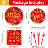 96 Pcs Valentine's Day Party Plates and Napkins Party Supplies