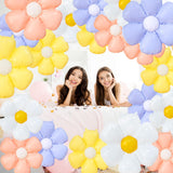 EUVBOKW Daisy Flower Balloons,20 Pcs Colorful Foil Daisy Balloons for