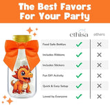 Small 12 Pack Dinosaur Party Favors DIY Candy Jars with Ribbons and