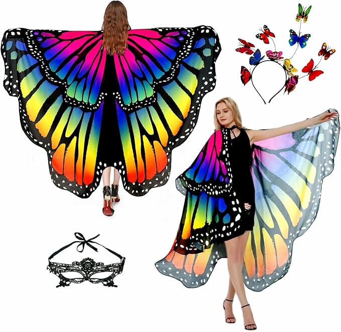 Halloween Butterfly Wings Costume for Womens Moth Wings Butterfly