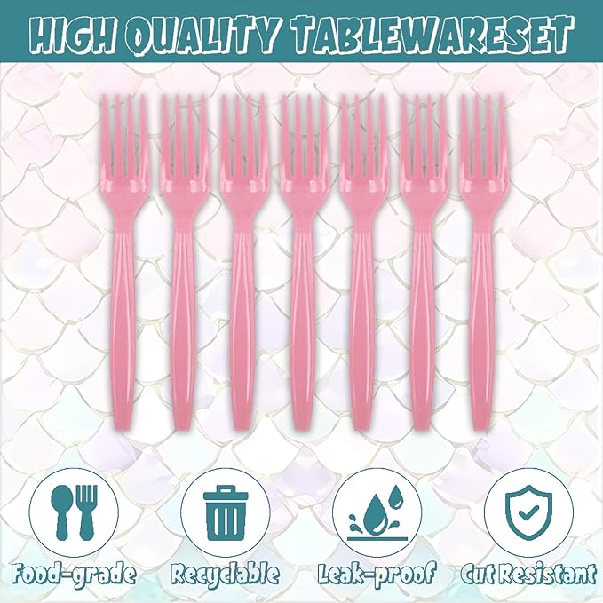 96Pcs Mermaid Birthday Party Decorations for 24 Guests Ocean Themed