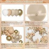 Ouddy Party White Sand Gold Balloon Arch Garland Kit, Different Sizes