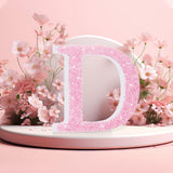 Qunclay Pink Crystal Diamond Letter Wall Decor, Glitter Wooden Bling