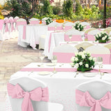8Pack Disposable Plastic Tablecloths and Satin Table Runner Set White