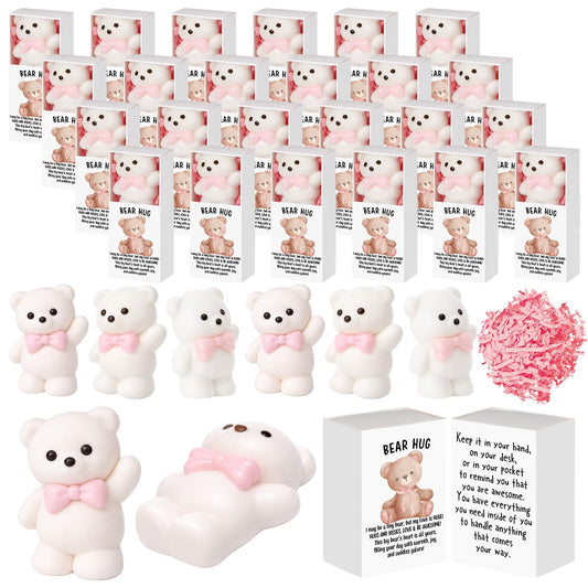 Wettarn 24 Sets Bear with Pink Bow Gifts Cute Stress Balls with Bear