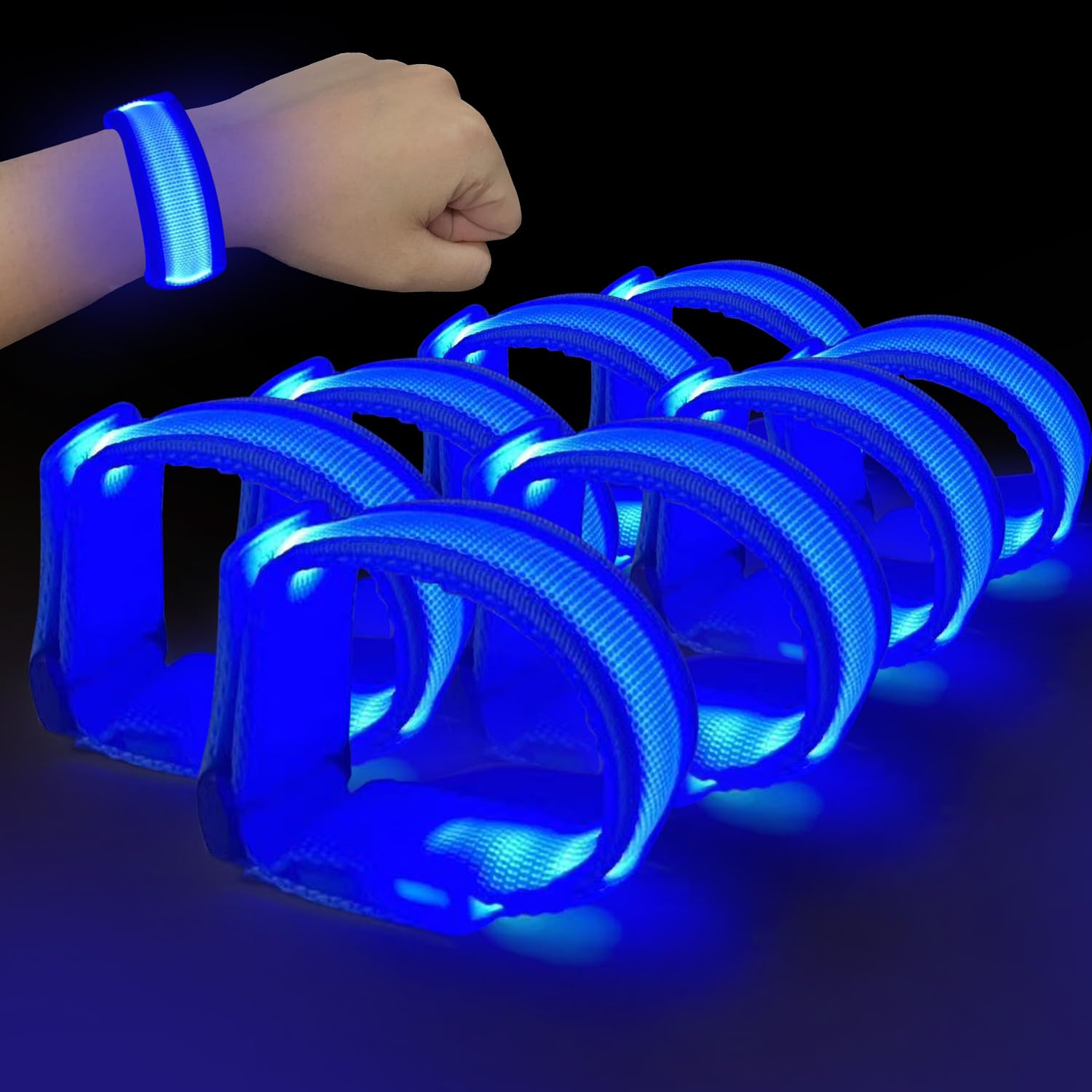 M.best 8pcs LED Light Up Bracelets Glow Flashing Wristbands Glow in