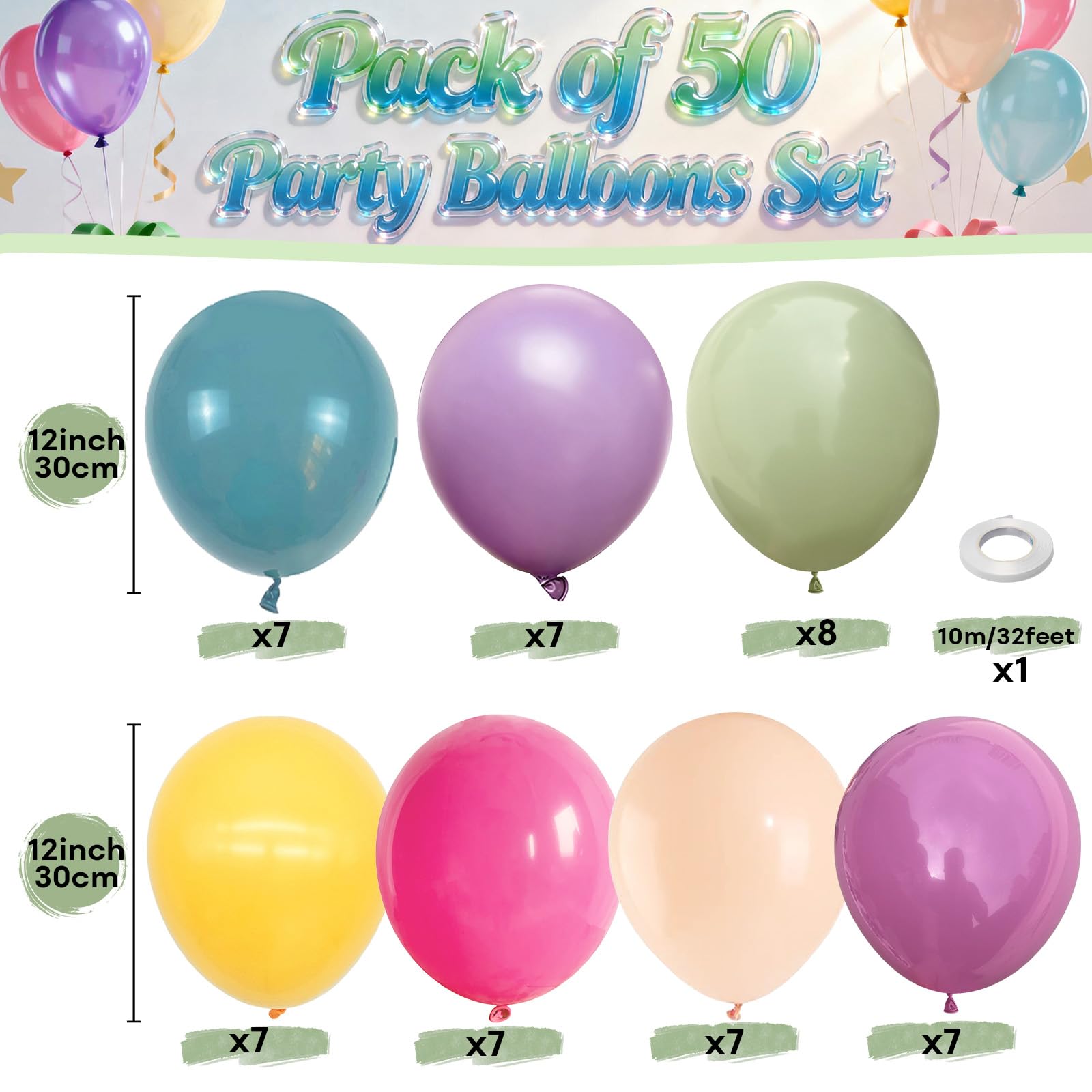 Boho Rainbow Balloons Retro Colorful Floral Balloon Assorted Colors
