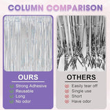 Voircoloria 3 Pack 3.3x8.2 Feet Laser Silver Foil Fringe Backdrop