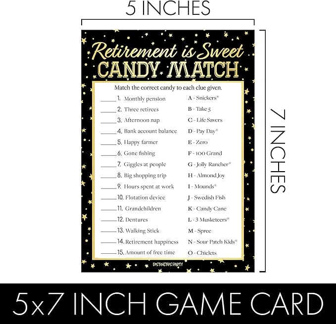 DISTINCTIVS Retirement Party Games - Icon Match, Candy Match, Ever or