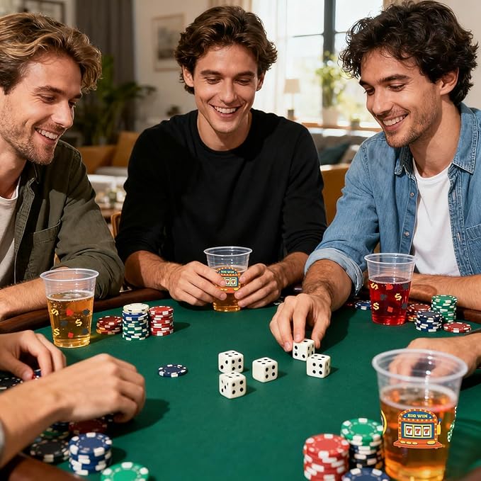 100 Pcs Casino Party Cups 16 Oz Casino Plastic Cup Poker Clear