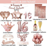 16th Birthday Decorations for Girls Rose Gold Party Supplies Kit