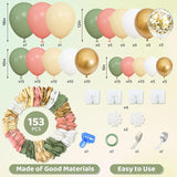 Amandir 153pcs Retro Green Pink Balloon Garland Arch Kit, Different