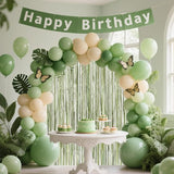 4 Packs Sage Green Foil Fringe Curtain, Light Green Glitter Metallic