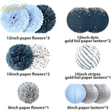 Dusty Blue Wedding Decorations 12 PCS Blue Grey Tissue Pom Poms