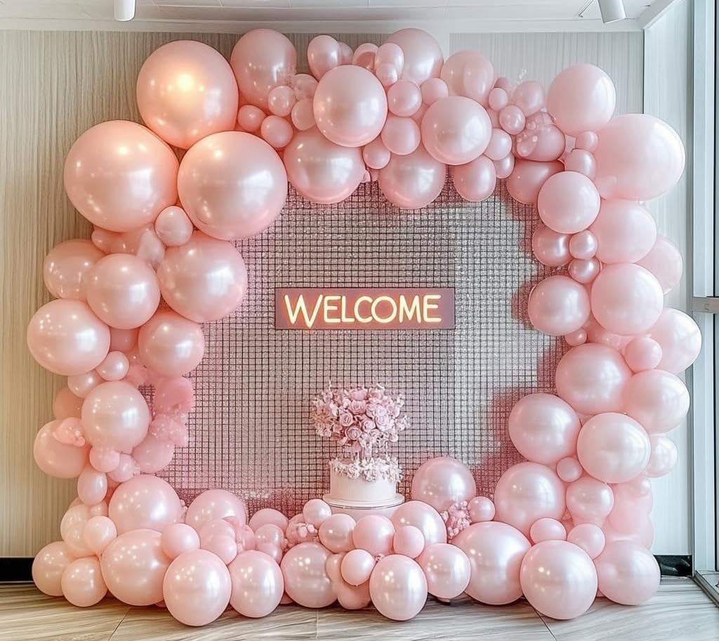 Pearl Pink Balloons Double Stuffed Pastel Light Pink Balloon Arch Kit