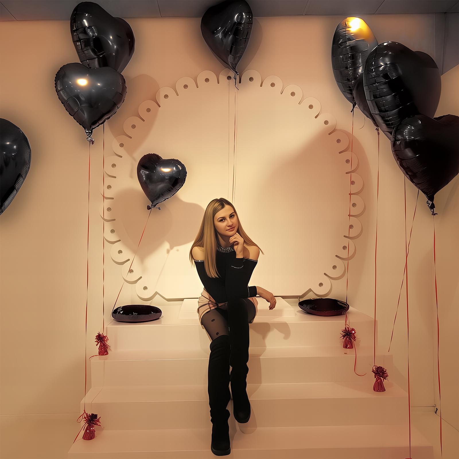 Black Heart Balloons, 19PCS Black Heart Shape Balloons, 18Inch with