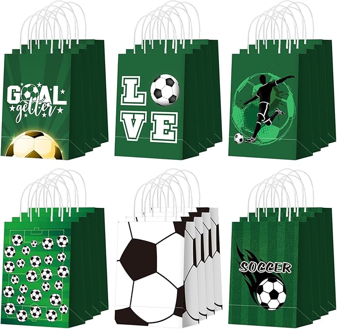 24 Pcs Soccer Party Favor Bags Soccer Goodie Gift Paper Bags with