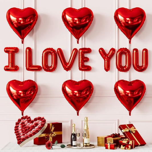 Red I Love You Balloons for Him/Her Valentines Day Balloon with Red