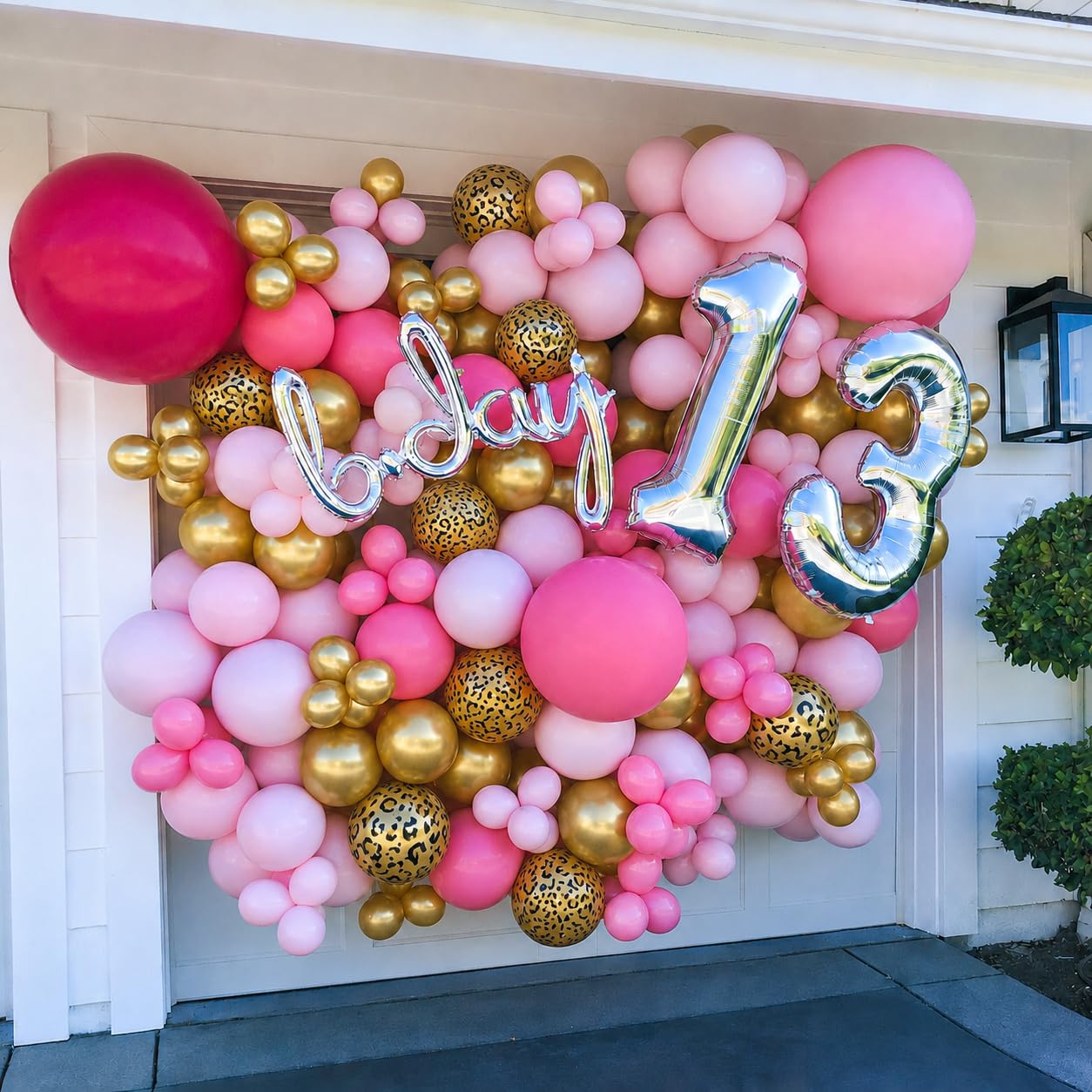Hot Pink Cheetah Print Balloon Arch Kit, Pink Gold Balloons Garland