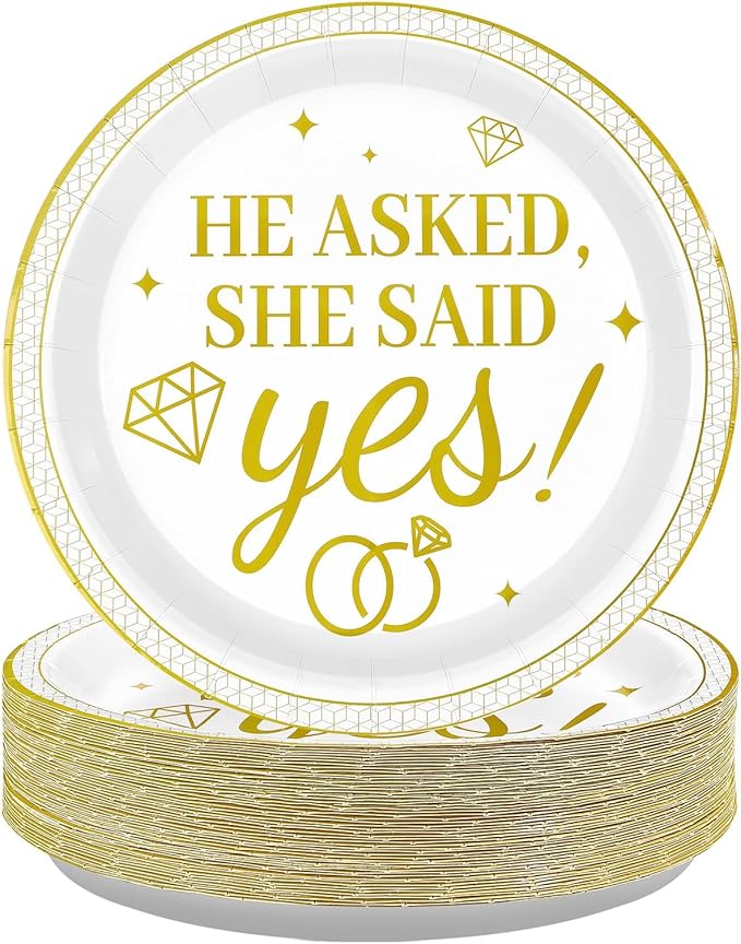 50Pcs Happy Engagement Party Decoration He Asked She Said Yes Paper