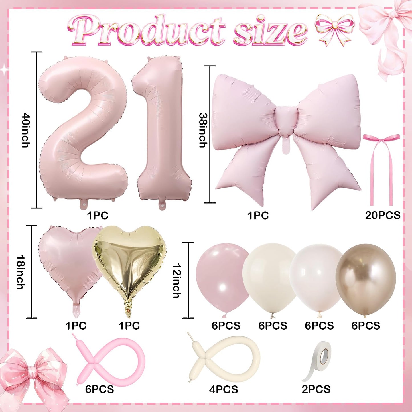 Light Pink 21 Number Balloon, 21st Birthday Decorations for Her, Dusty