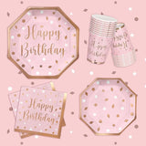 Rose Gold Birthday Party Supplies Disposable Paper Plates Napkins