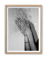 iHery Natural OAK Wood Framed Disco Party Glitter Hands Wall Art,