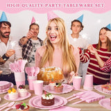 Vyntra 175 Pcs Pink Valentines Disposable Paper Plates and Napkins