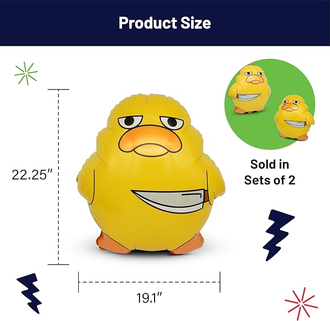 XL Funny Foil Balloons (2 Pack) – Duck with Knife, Prank Party