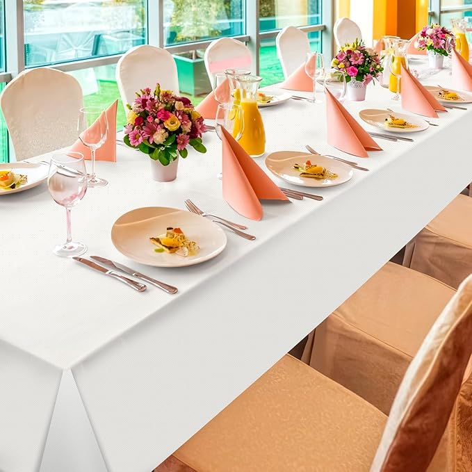 3Pcs 54 x 108 Inch White Rectangle Tablecloth,Disposable Plastic