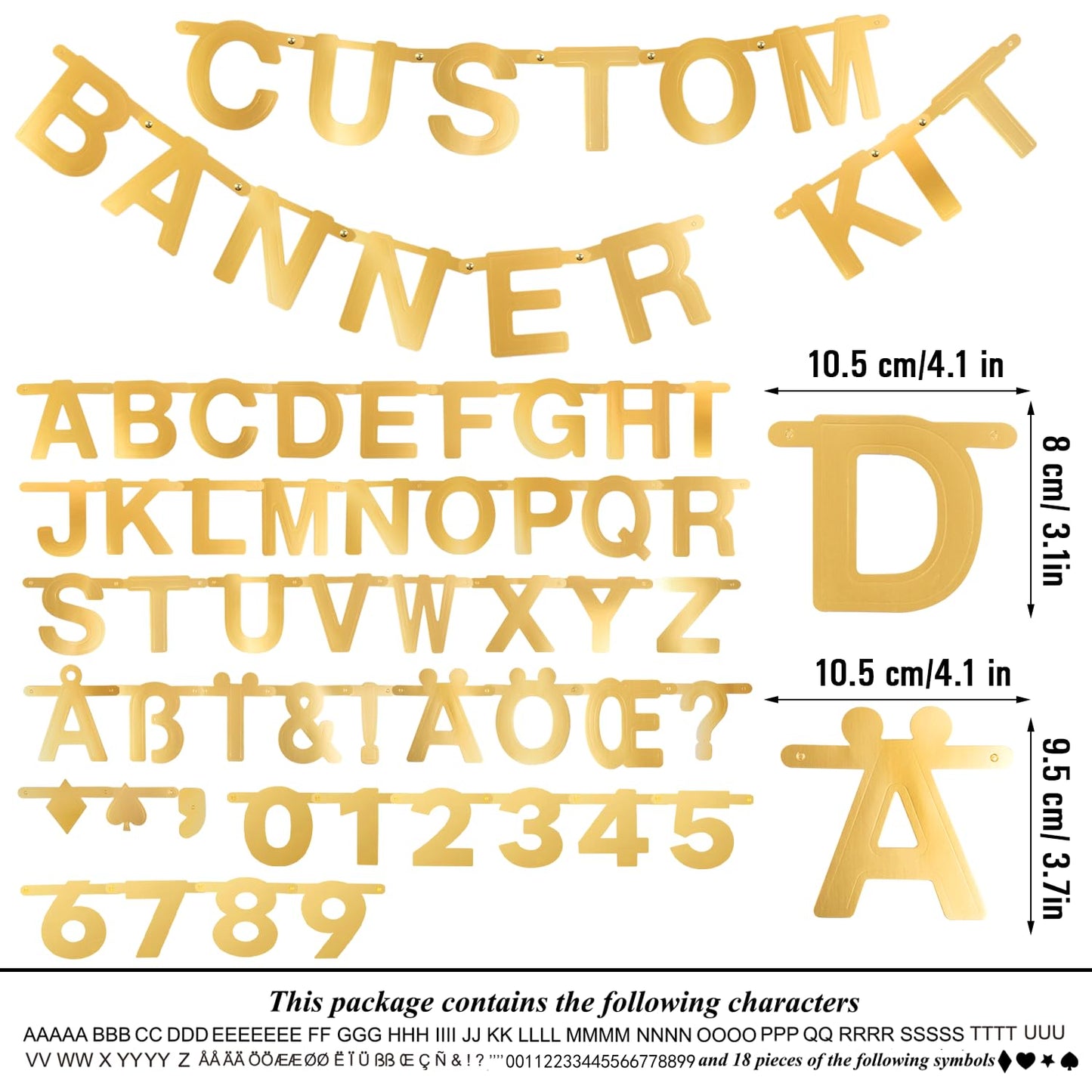 SUNBEAUTY 146 Pcs Gold DIY Make Your Own Banner Customizable Letters