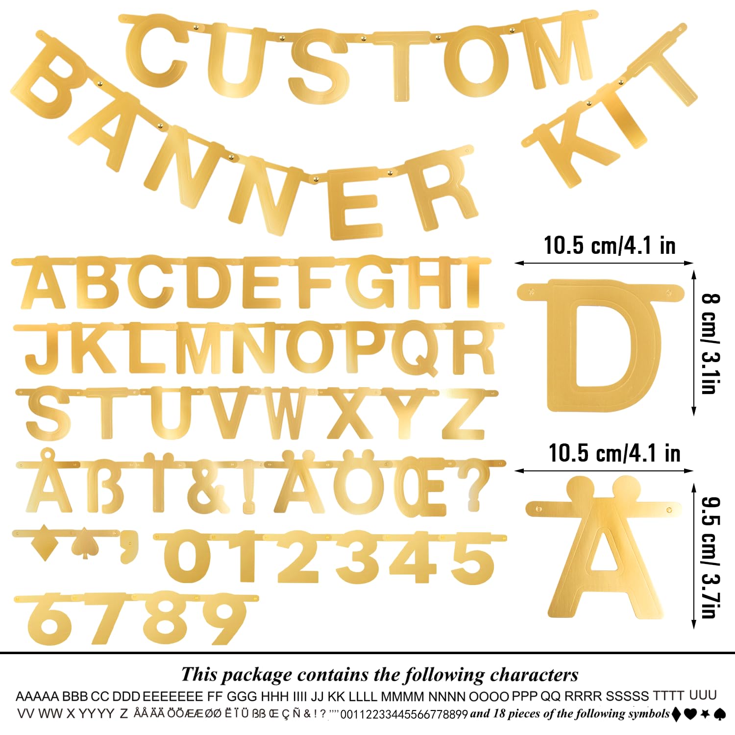 SUNBEAUTY 146 Pcs Gold DIY Make Your Own Banner Customizable Letters