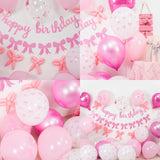 Pink Bow Birthday Decorations, Coquette Party Decor with Happy