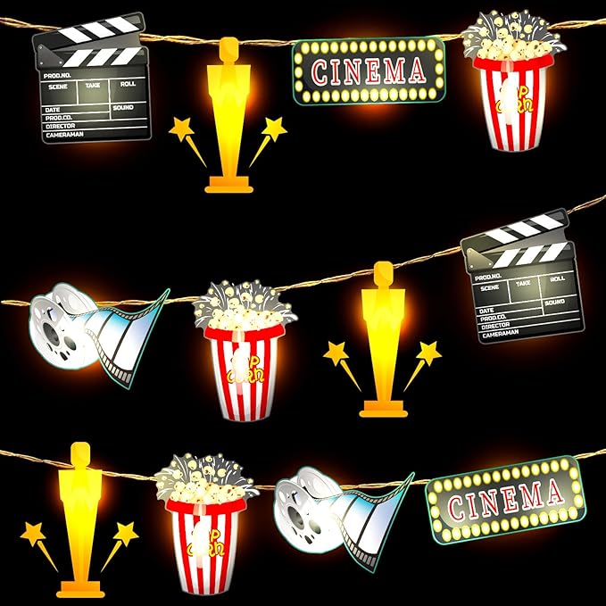 10 ft Movie Night Decorations Movie Night Party Supplies 20 LED