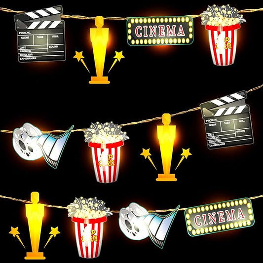10 ft Movie Night Decorations Movie Night Party Supplies 20 LED