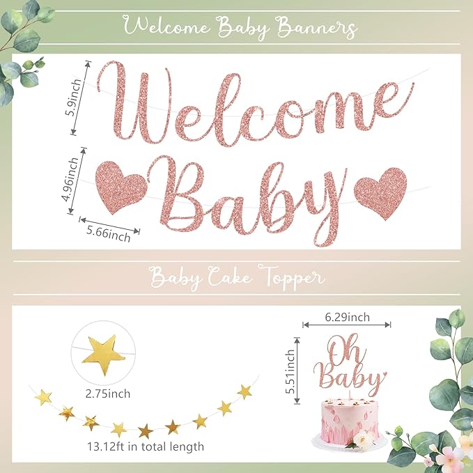 Amandir Girl Baby Shower Decorations Pink Sage Green Balloons Welcome