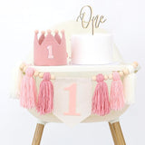 First Birthday Party Decorations Pink High Chair Banner 1st Crown