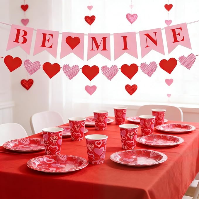 Valentine's Day Party Supplies Serve 24 97 Pcs Hot Heart Love