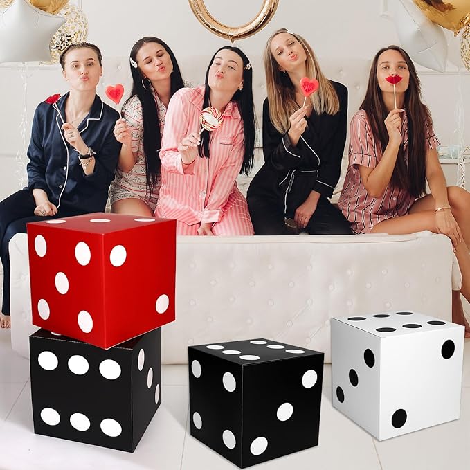 6pcs Large Dice Favor Boxes 11x11x11 Inch Casino Theme Party