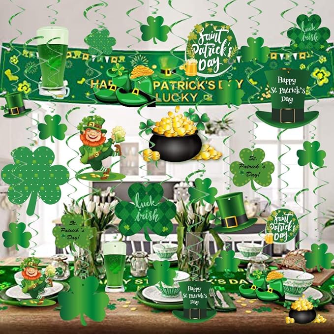 St Patrick's Day Party Decorations 30 Pcs Irish Shamrock St
