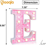 Pooqla LED Marquee Letter Lights, Light Up Pink Letters Glitter #17