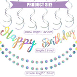 Zonon 9 Pcs Iridescent Birthday Party Decorations Pre-strung