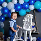 PartyWoo Blue and White Balloons 100pcs 12 Inch Pearl Light Baby