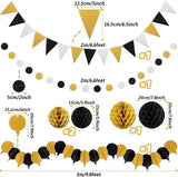 Black Gold Party Decorations, New Years Eve Party Supplies Easy